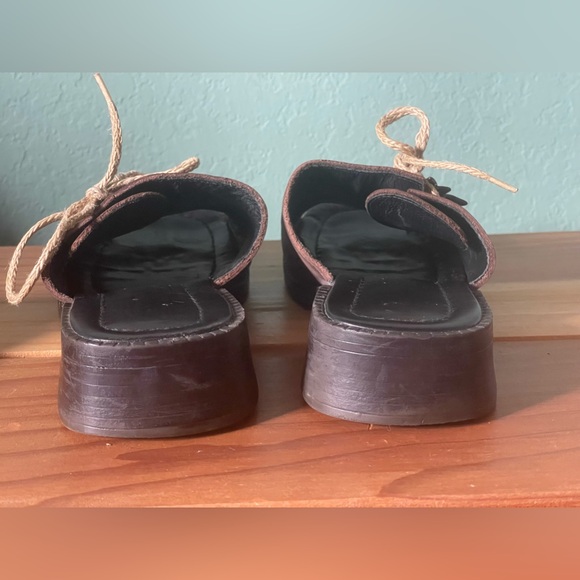 Vintage Geier Wally Slip On Brown Leather Sandals Shoes Size 38 - 8 Austria - Picture 7 of 11